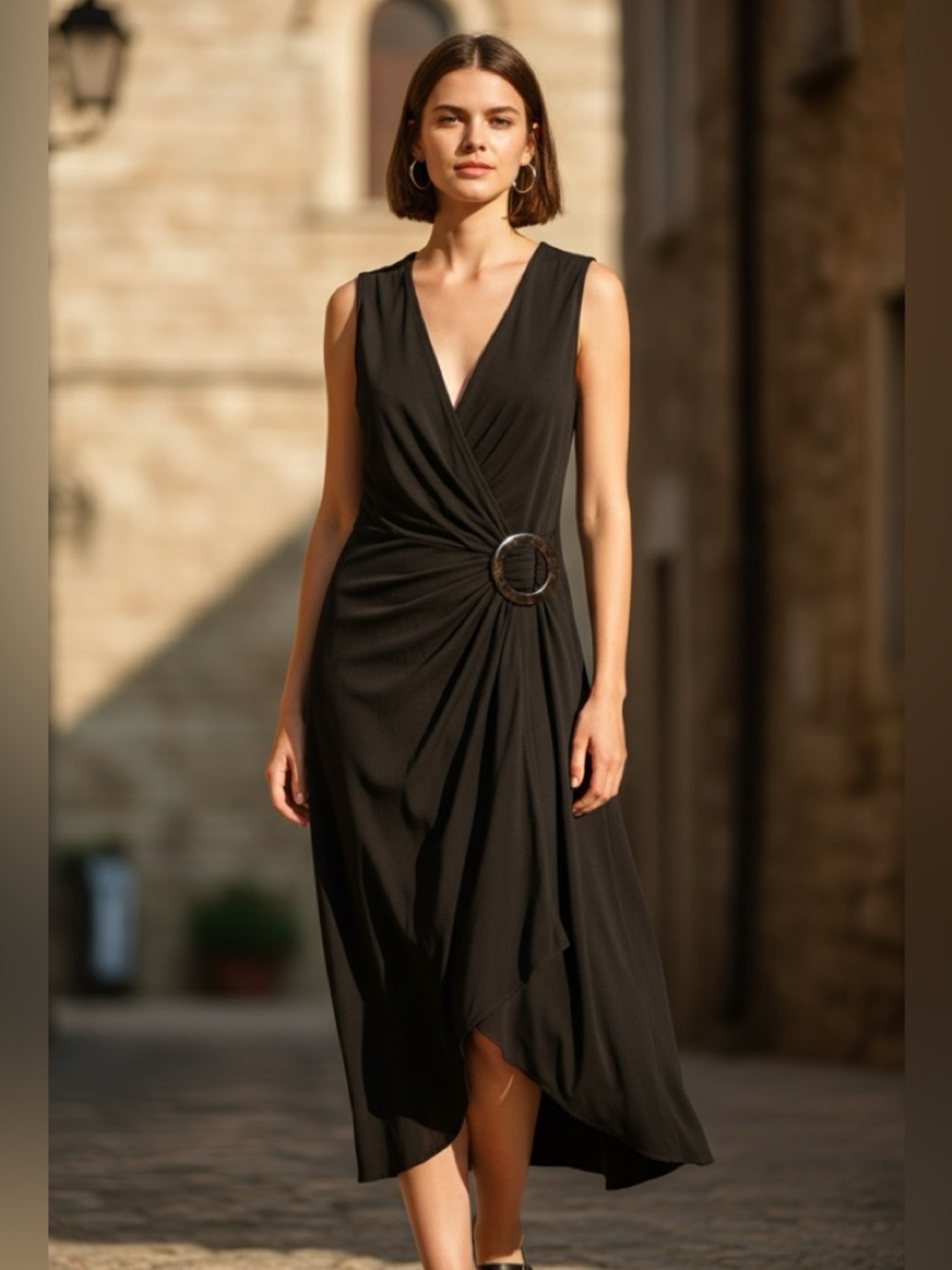 Volume one black dress size Medium with a brown plastic closure